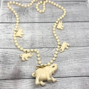 Vintage elephant charm statement necklace boho festival celluloid, designer look